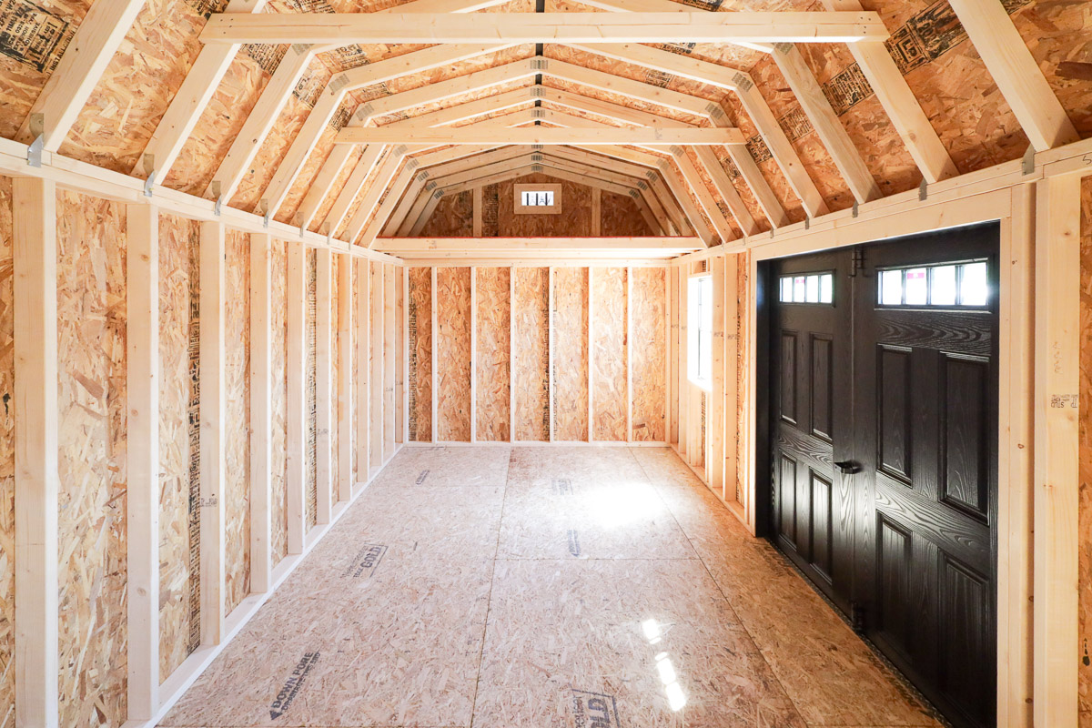 Lofted barn interior showing overhead storage space