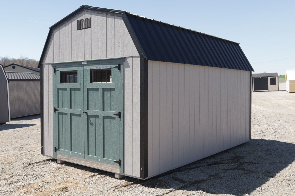 Lofted barn with teal double barn doors
